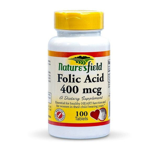 Natures Field Folic Acid 400mg Tablets, 100 tablets