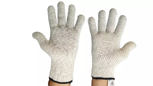 Techfeel PE, Glass fibre and Spandex Cut Resistant Gloves White Color, Free Size (Pack of 5 Pair)