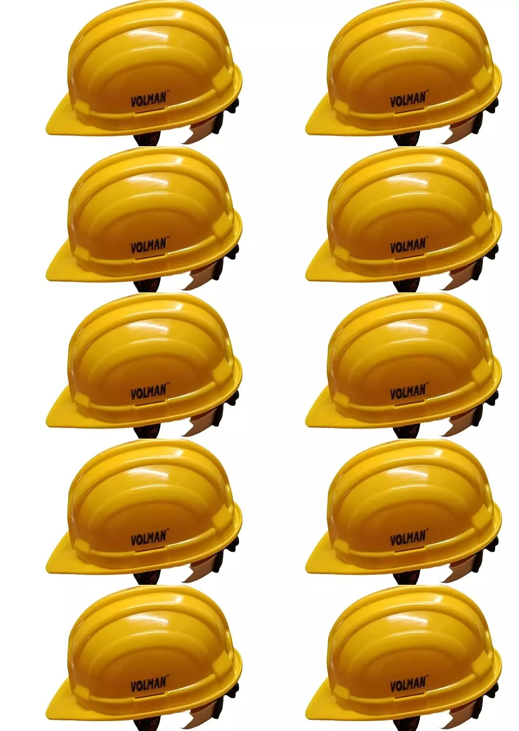 Volman Yellow Plastic Safety Helmet, (Pack of 10)