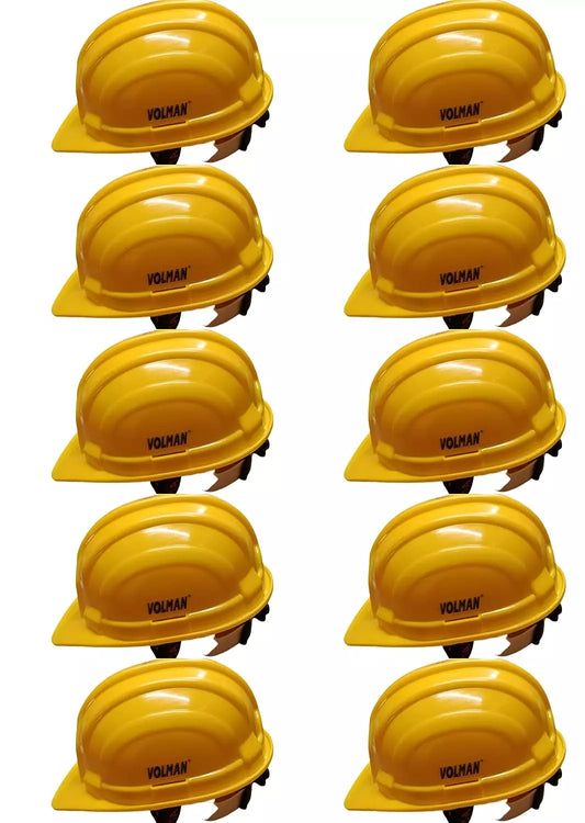 Volman Yellow Plastic Safety Helmet, (Pack of 10)