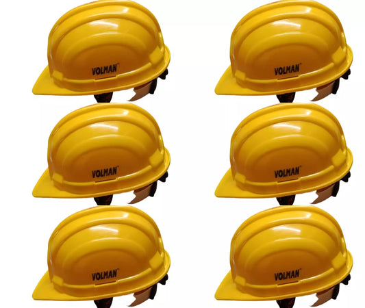 Volman Yellow Plastic Safety Helmet, (Pack of 6 )